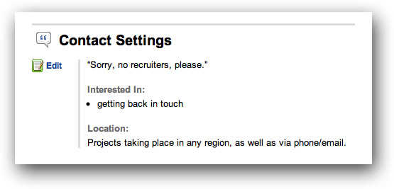 LinkedIn contact settings